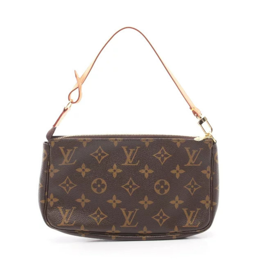 Louis Vuitton Pochette Accessoires Monogram Handbag Canvas Leather Brown
